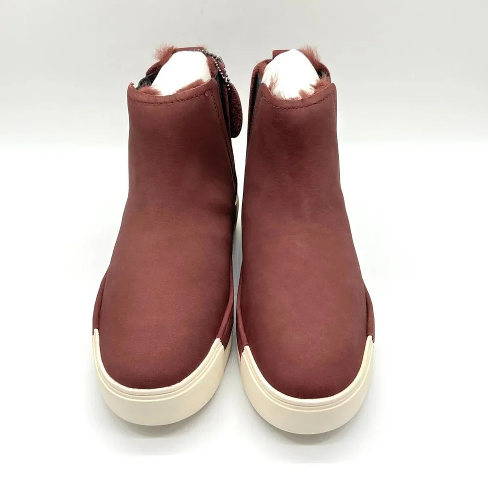 Jslides Womens Size 6 Val Burgundy‎ Red Nubuck Leather Ankle Boots Booties Shoes